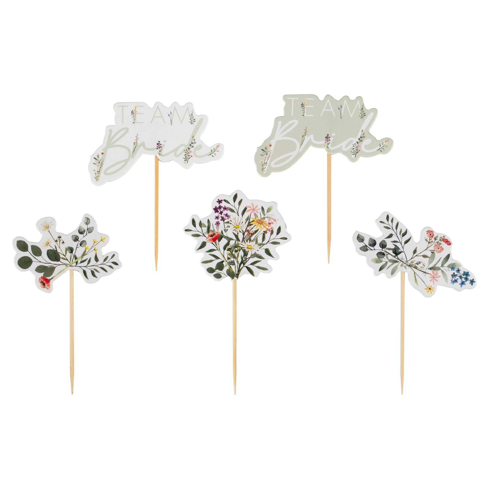 Floral Team Bride Hen Party Cupcake Toppers