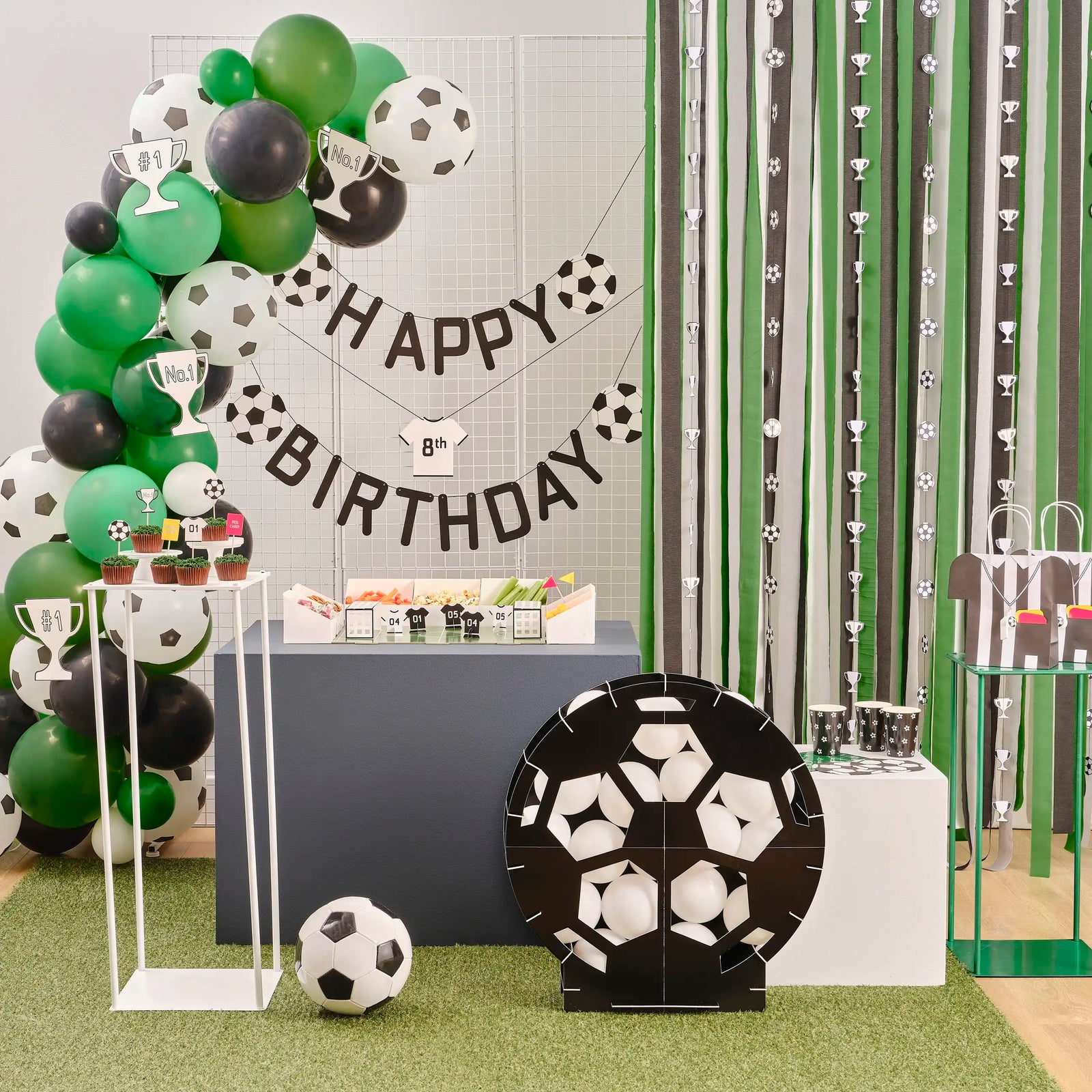 Black and White Football Balloon Tails