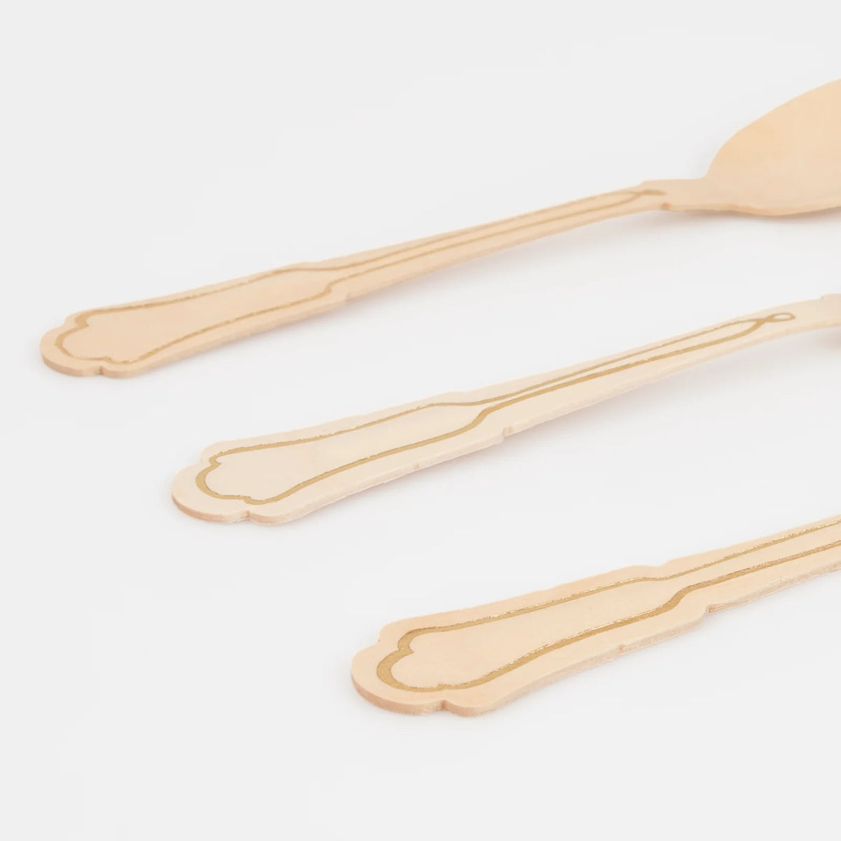 Elegant Gold Foil Detail Wooden Cutlery Set by Meri Meri