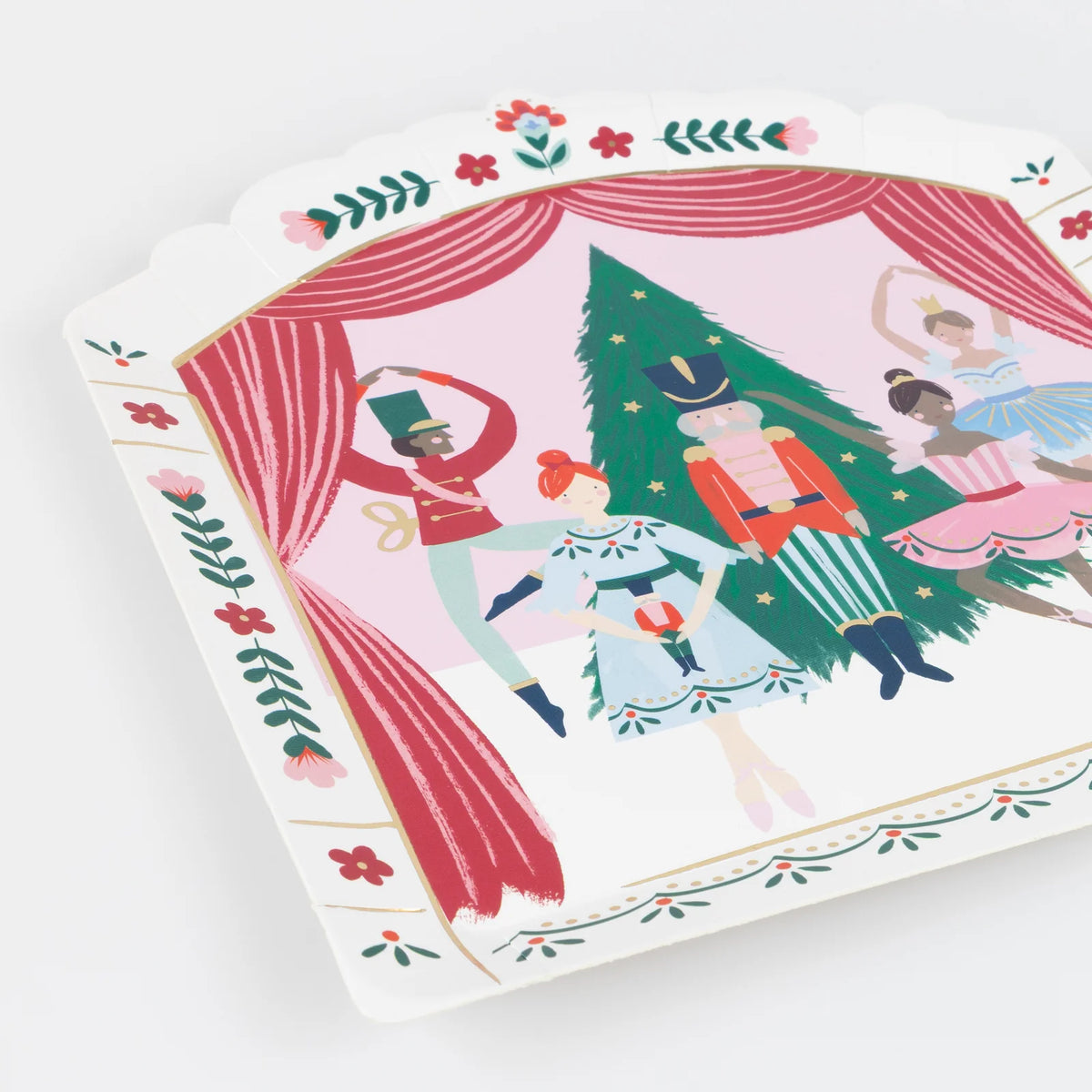 Decorative plate with Nutcracker-themed illustration on a white background