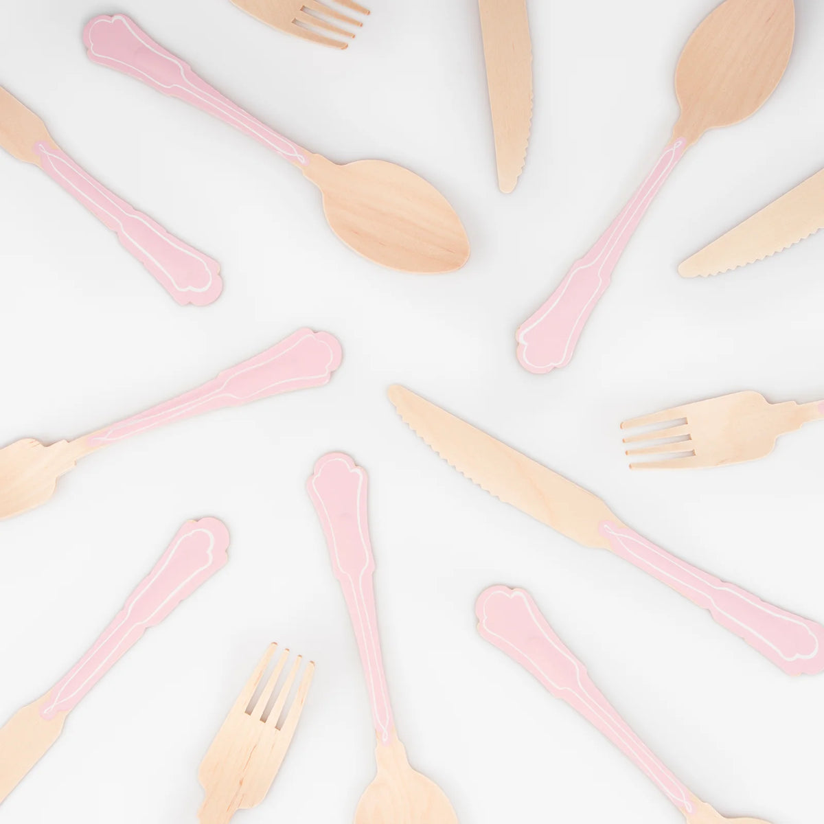 Elegant Pink Wooden Cutlery Set by Meri Meri