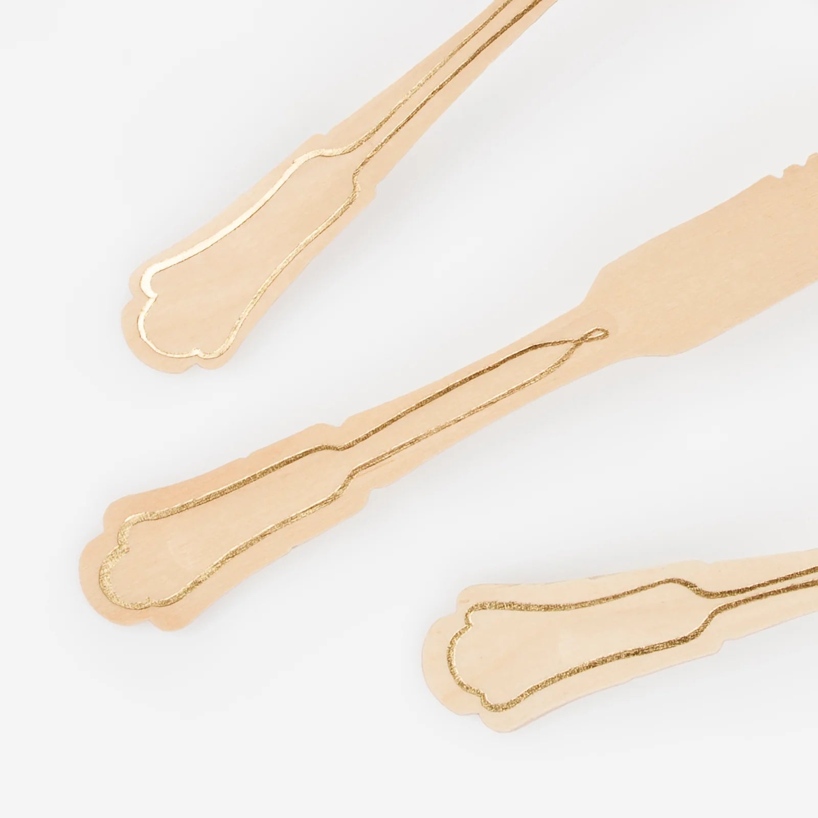 Elegant Gold Foil Detail Wooden Cutlery Set by Meri Meri