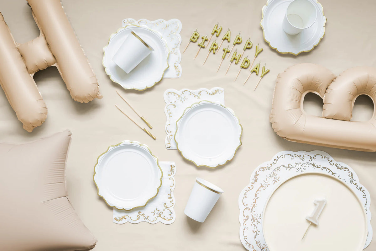 White &amp; Gold Placemats Set