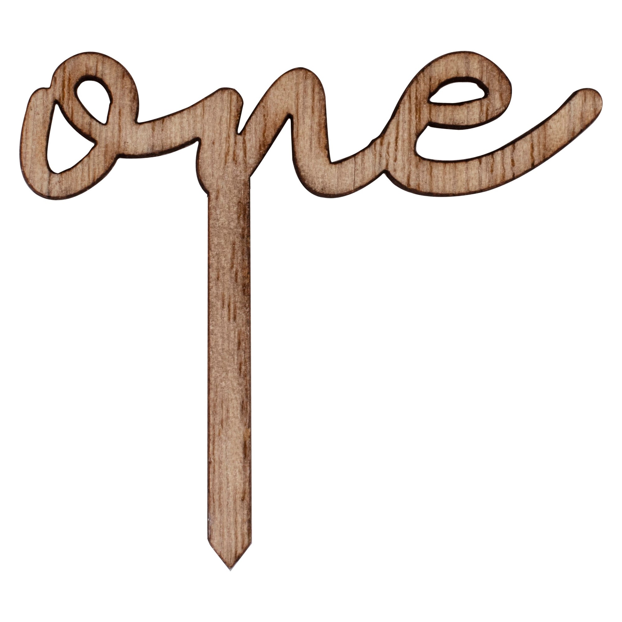 Wooden 'One' 1st Birthday Cupcake Toppers