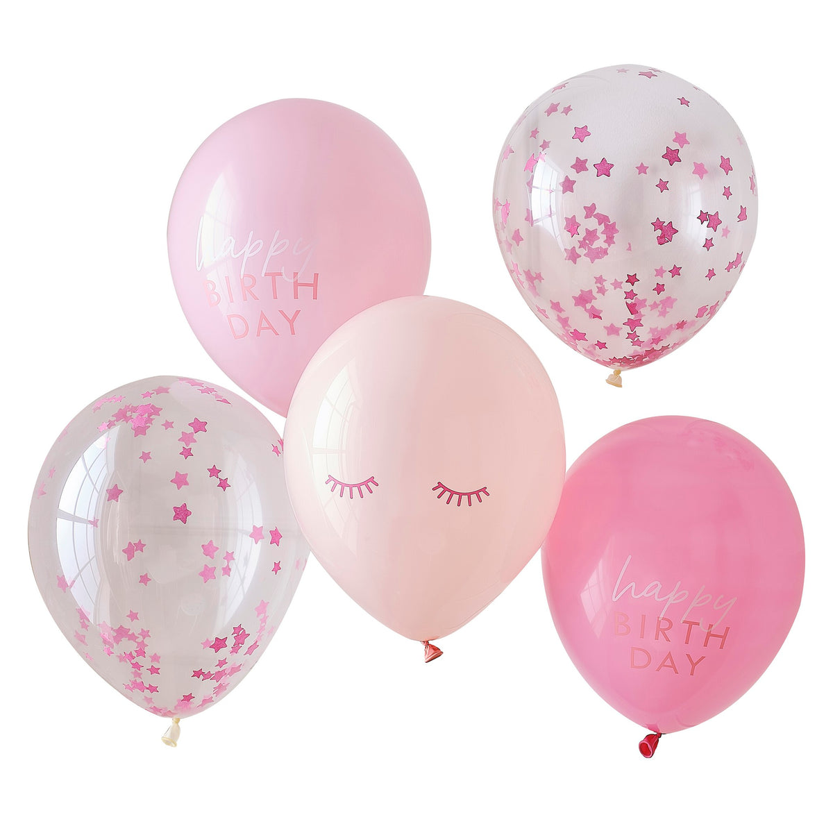 Pink Confetti Happy Birthday Balloons