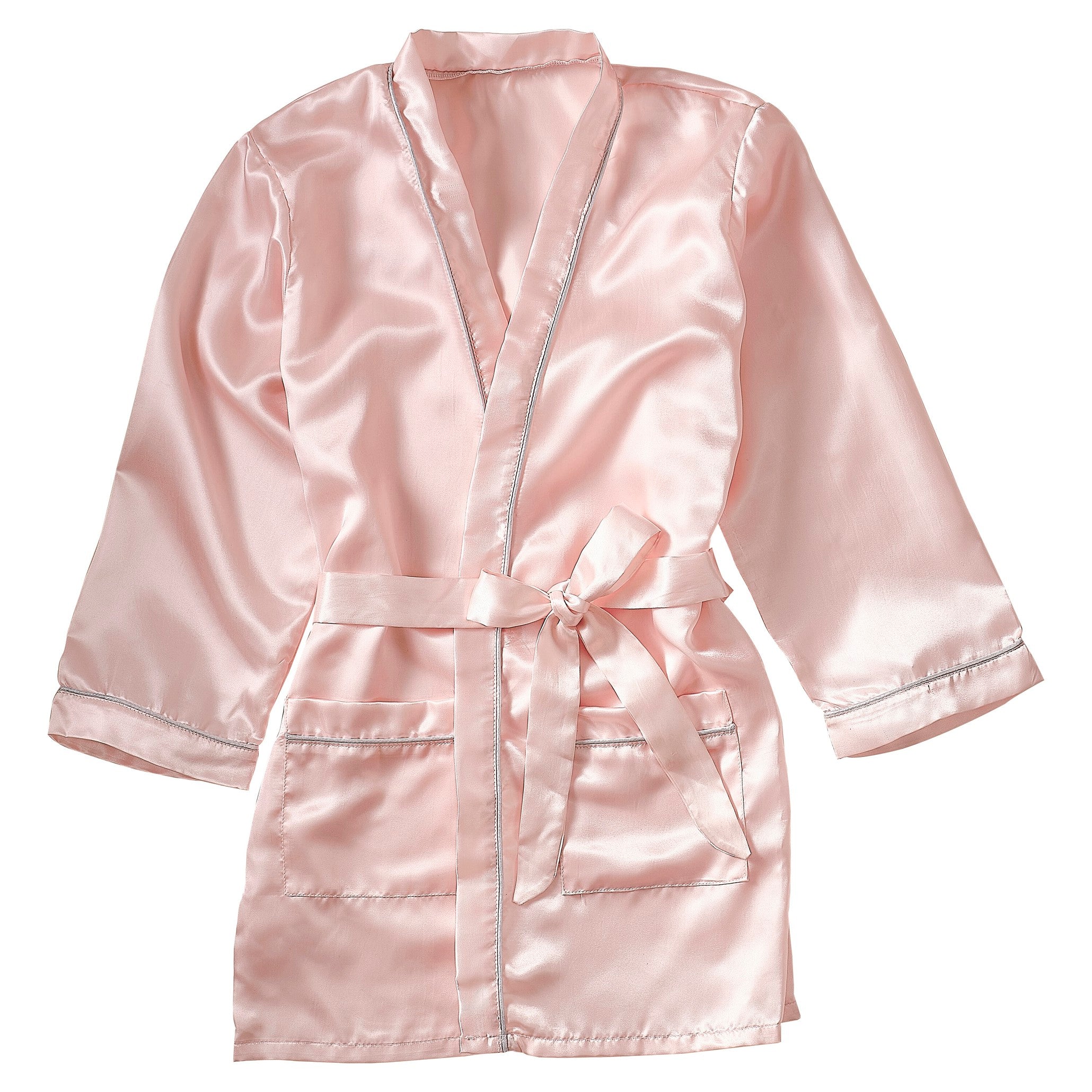 Pink Satin Embroidered Dressing Gown 9-12yrs - Haflaty Store