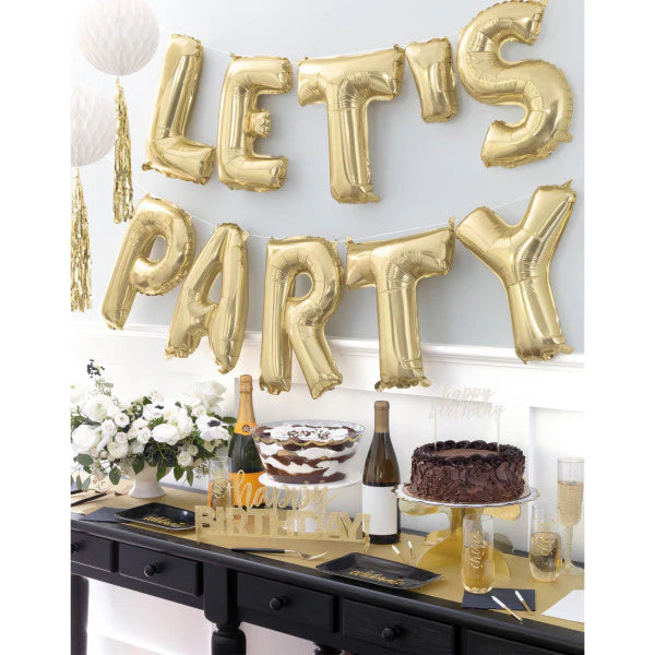 Gold “Let’s Party” Foil Balloon Banner