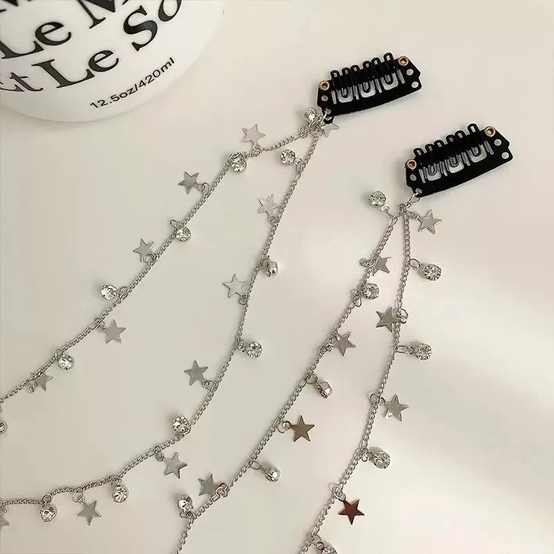Rhinestone Star Chain Hairpins
