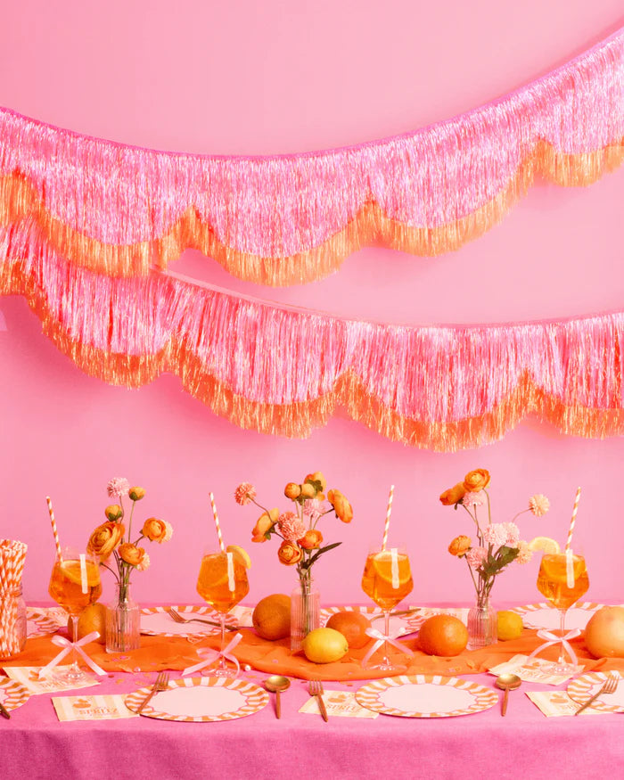 Pink Orange Scallop Fringe Banner