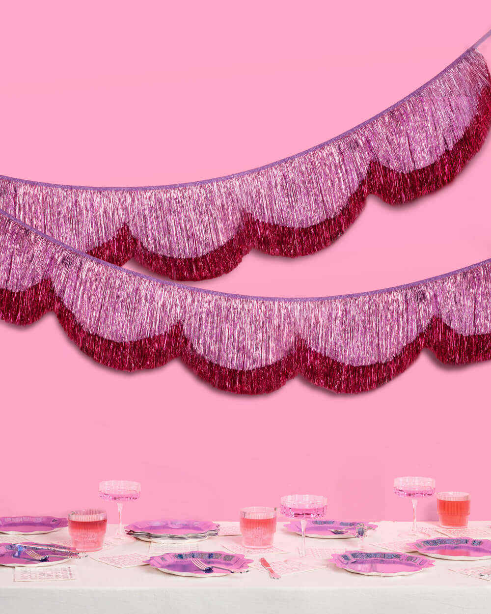 Tickled Pink Scallop Fringe Banner