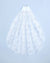 White wedding veil with lace details on a light blue background