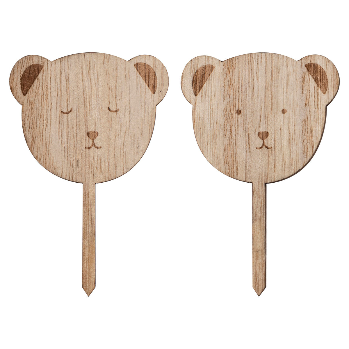 Wooden Teddy Bear Baby Shower Cupcake Toppers