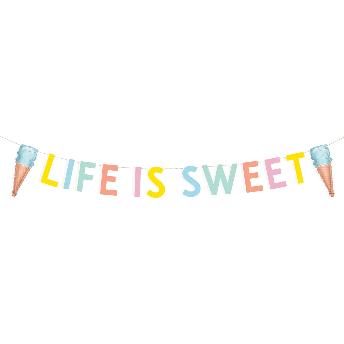 Life is Sweet Ice Cream Banner with MinI Foil Balloons