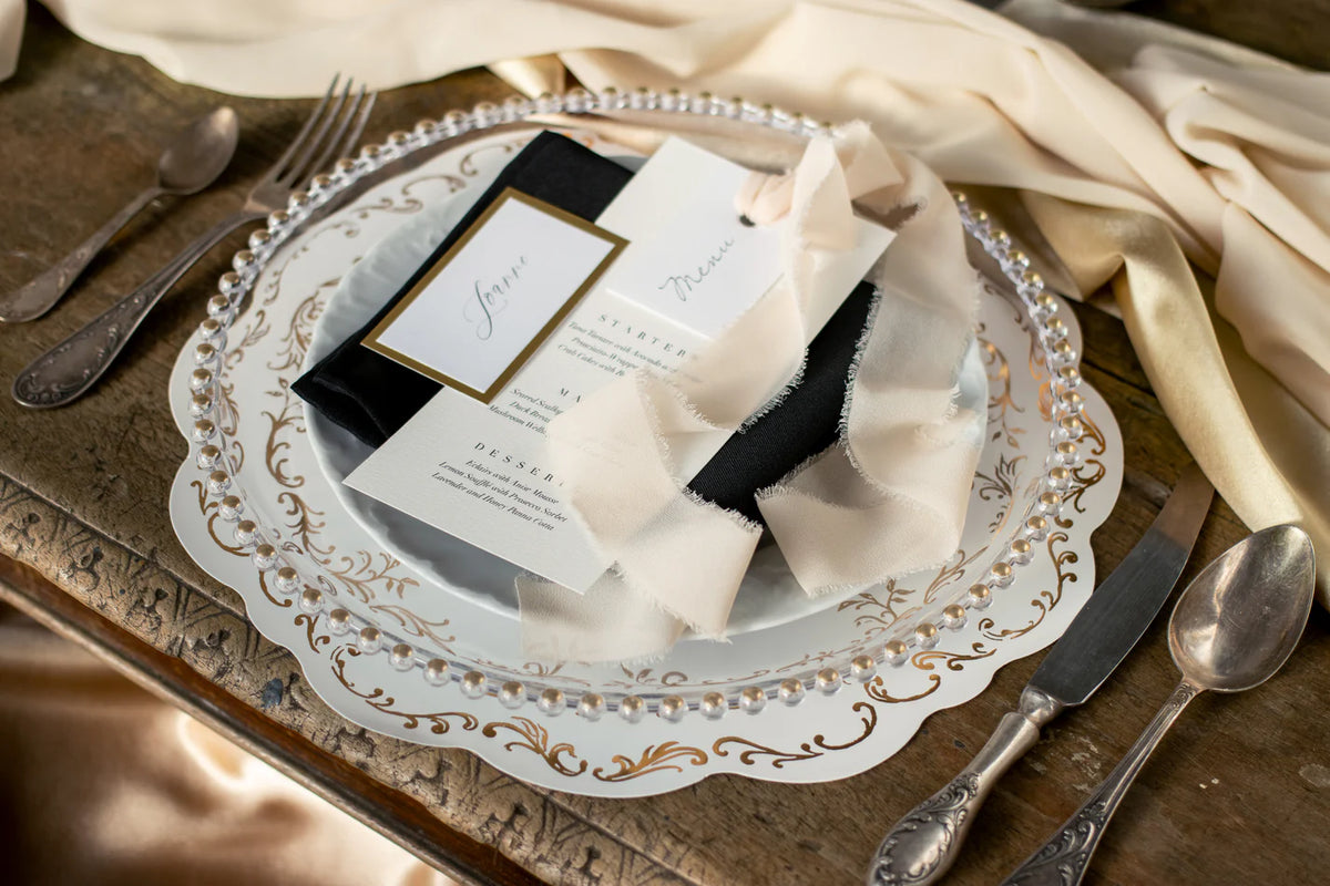 White &amp; Gold Placemats Set