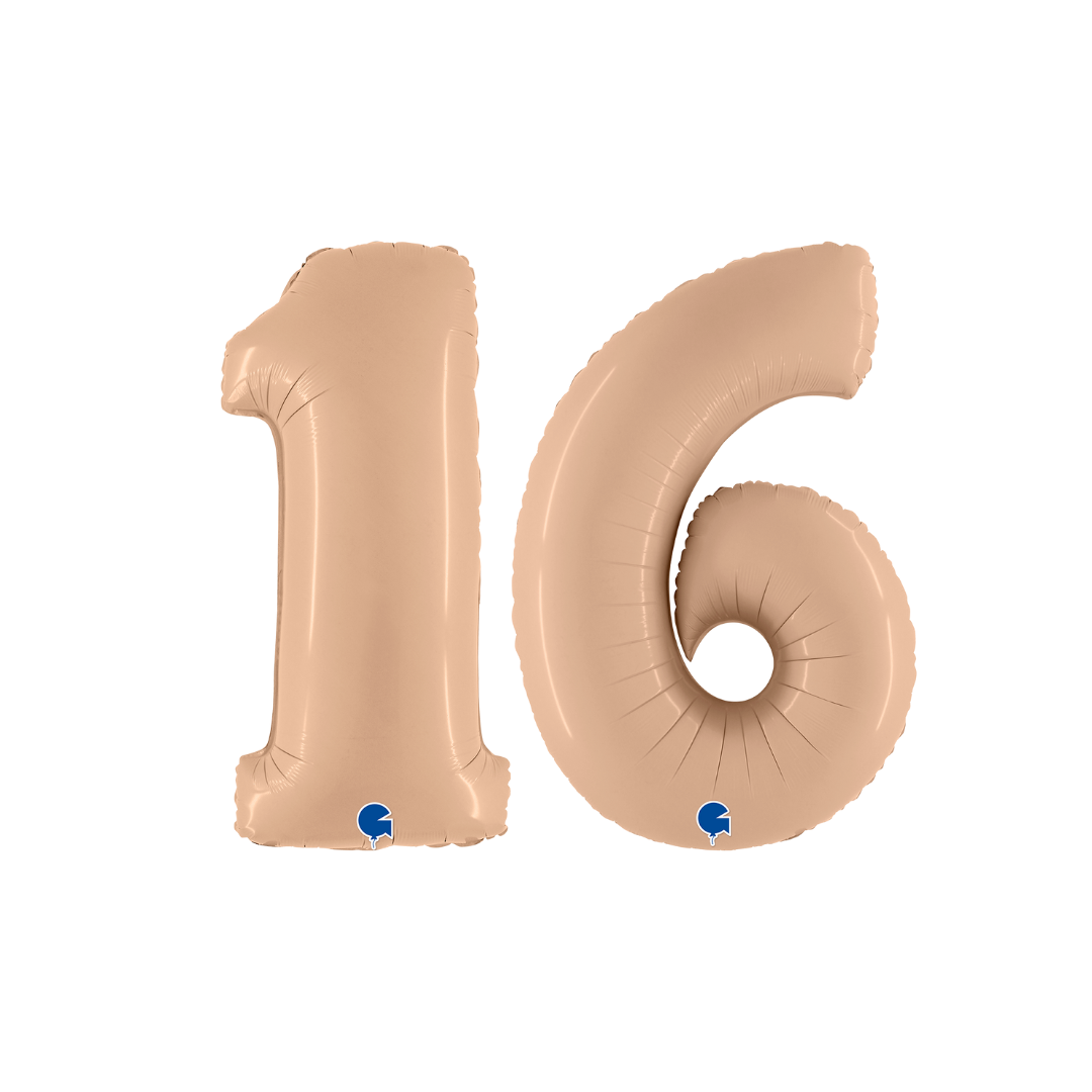 Number 16 Satin Nude Foil Balloon