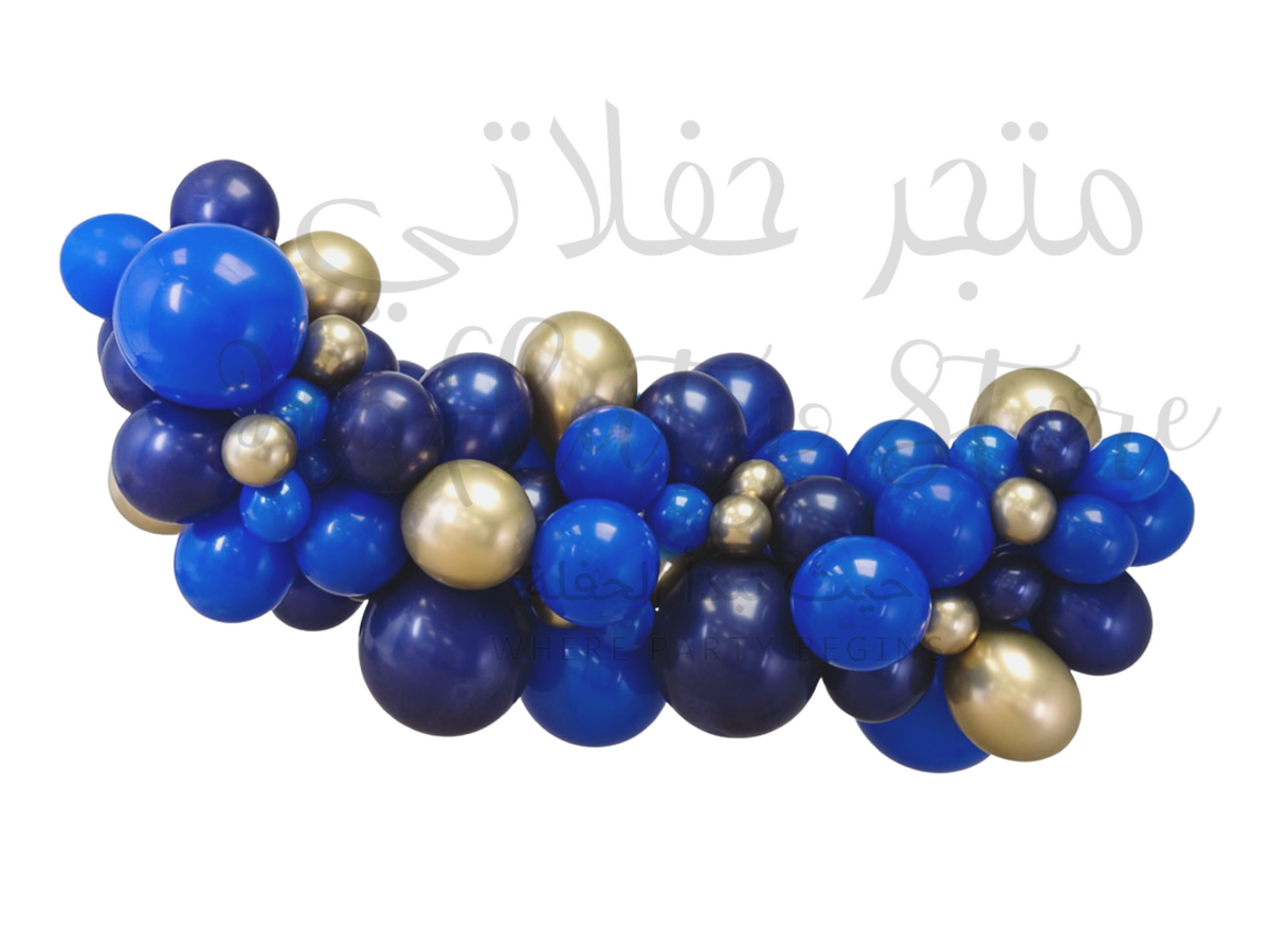 Blue &amp; Chrome Gold Balloon Garland