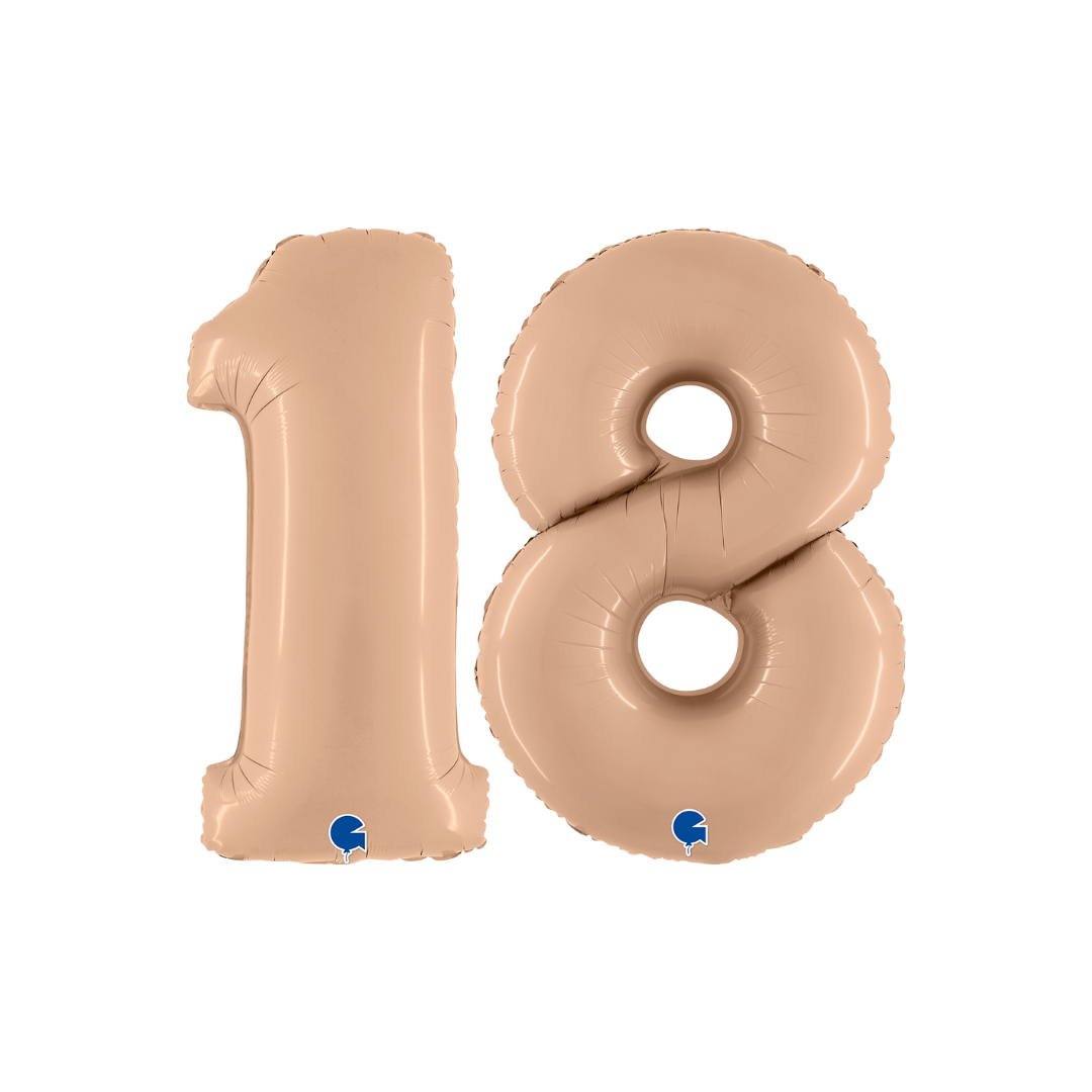 Satin Nude Foil Number 18 Balloons