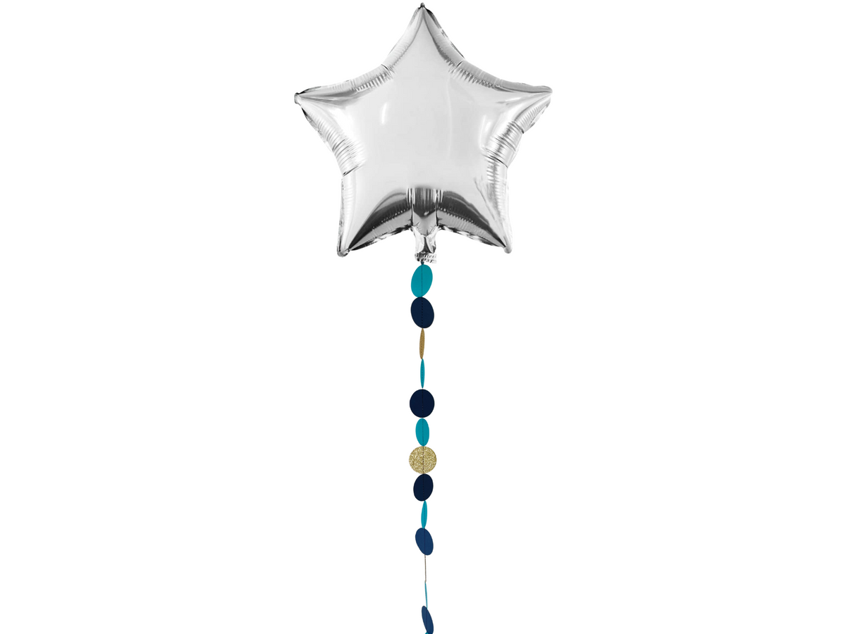 Blue &amp; Gold Circles Balloon Tail