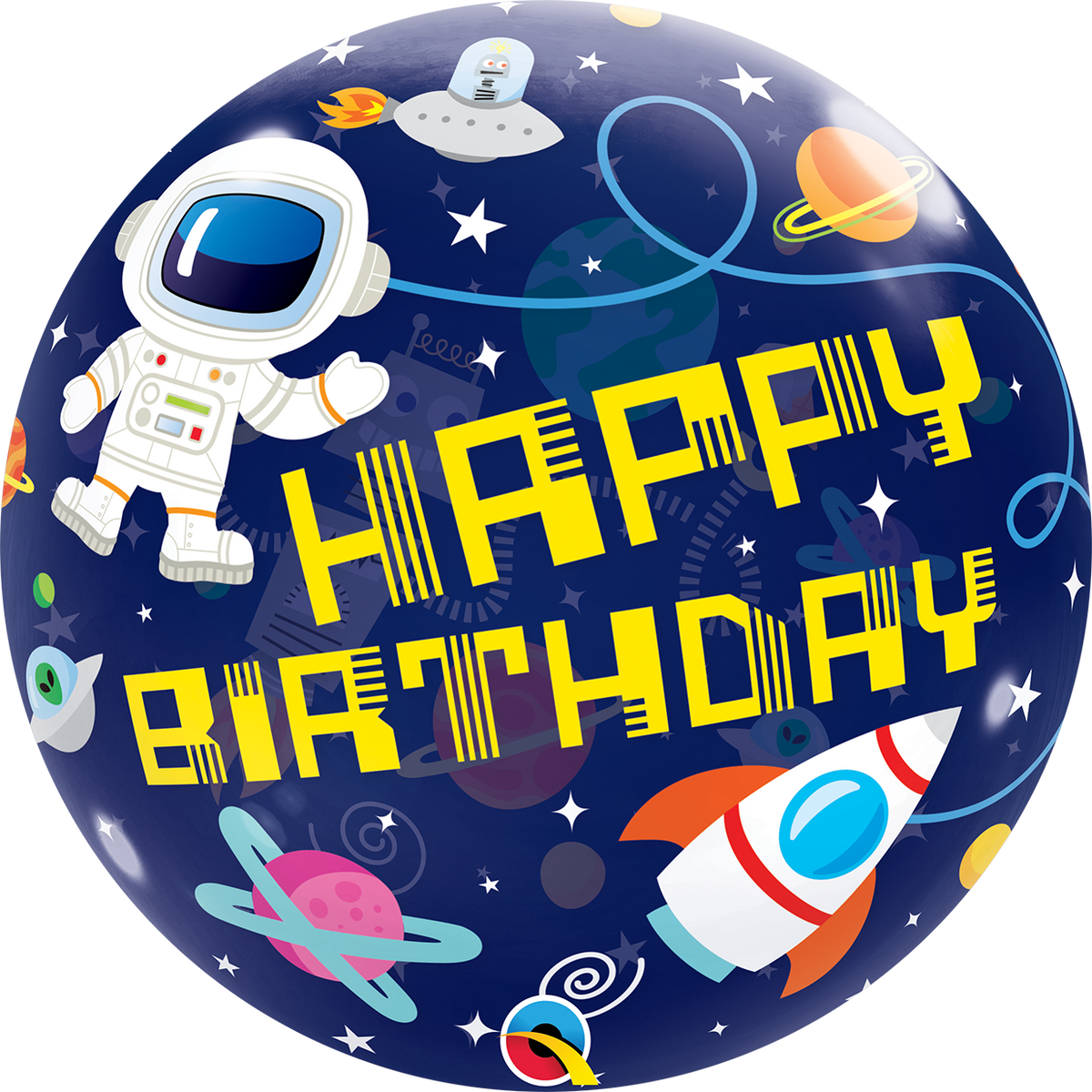 Outer Space Happy Birthday Bubble Balloon