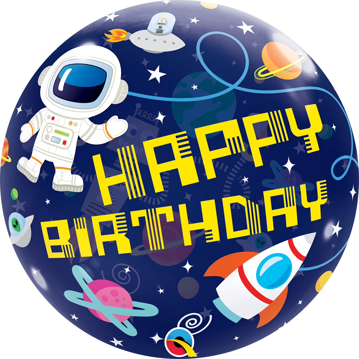 Outer Space Happy Birthday Bubble Balloon