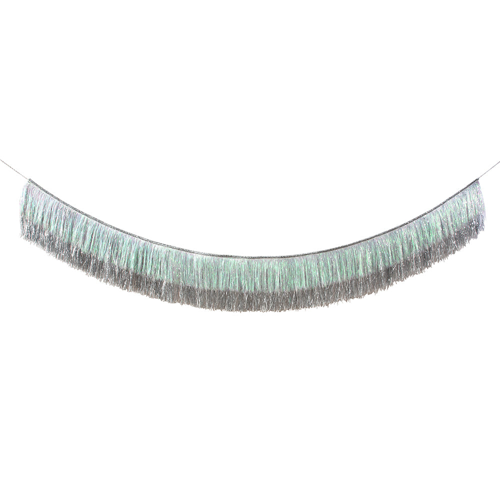 Meri Meri Tinsel Fringe Garland in Silver Iridescent
