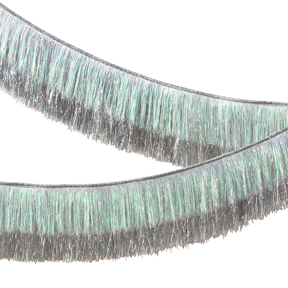 Meri Meri Tinsel Fringe Garland in Silver Iridescent