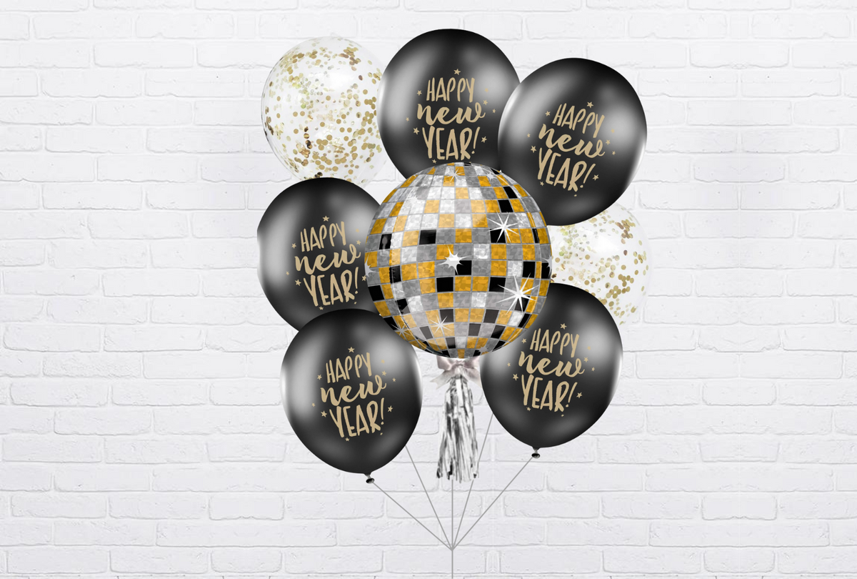 NYE Disco Ball Balloon Bunch