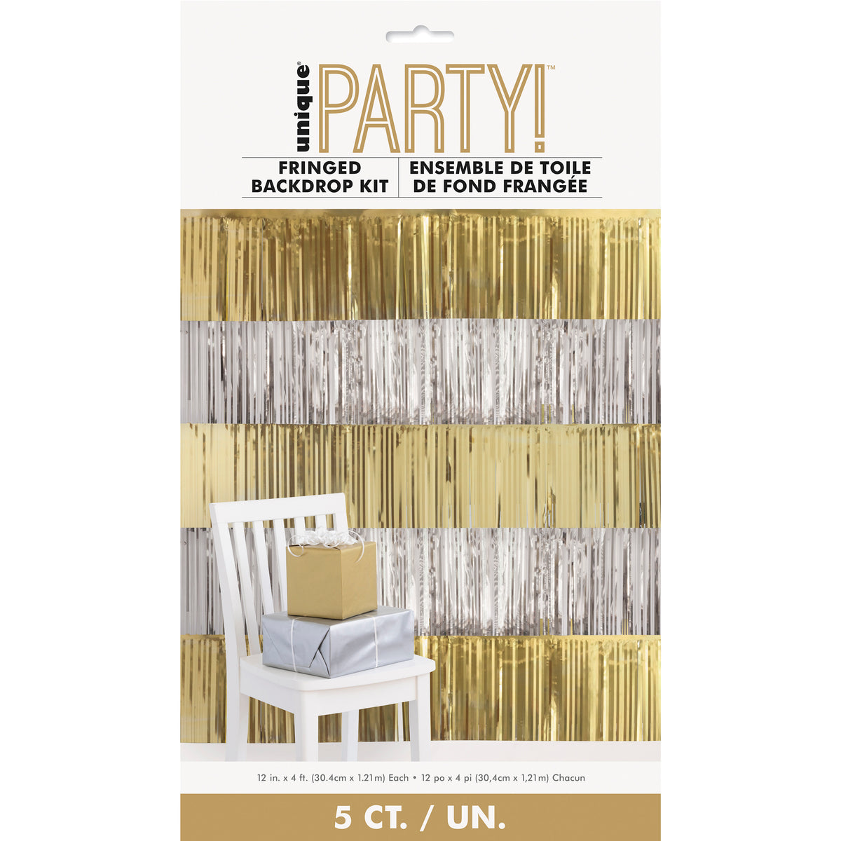 Metallic Gold &amp; Silver Fringe Backdrop Kit