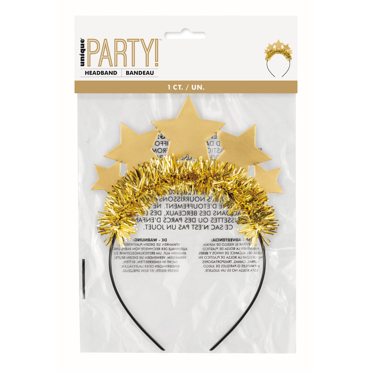 Gold Star Tinsel Headband 