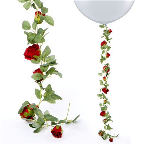 Red Rose Garland 1.75m Balloon Tail
