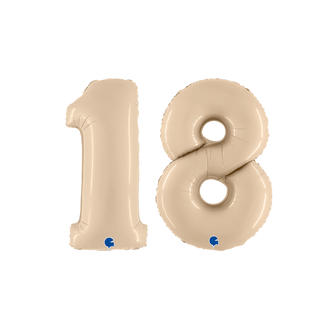 Number 18 Satin Cream Foil Balloon 
