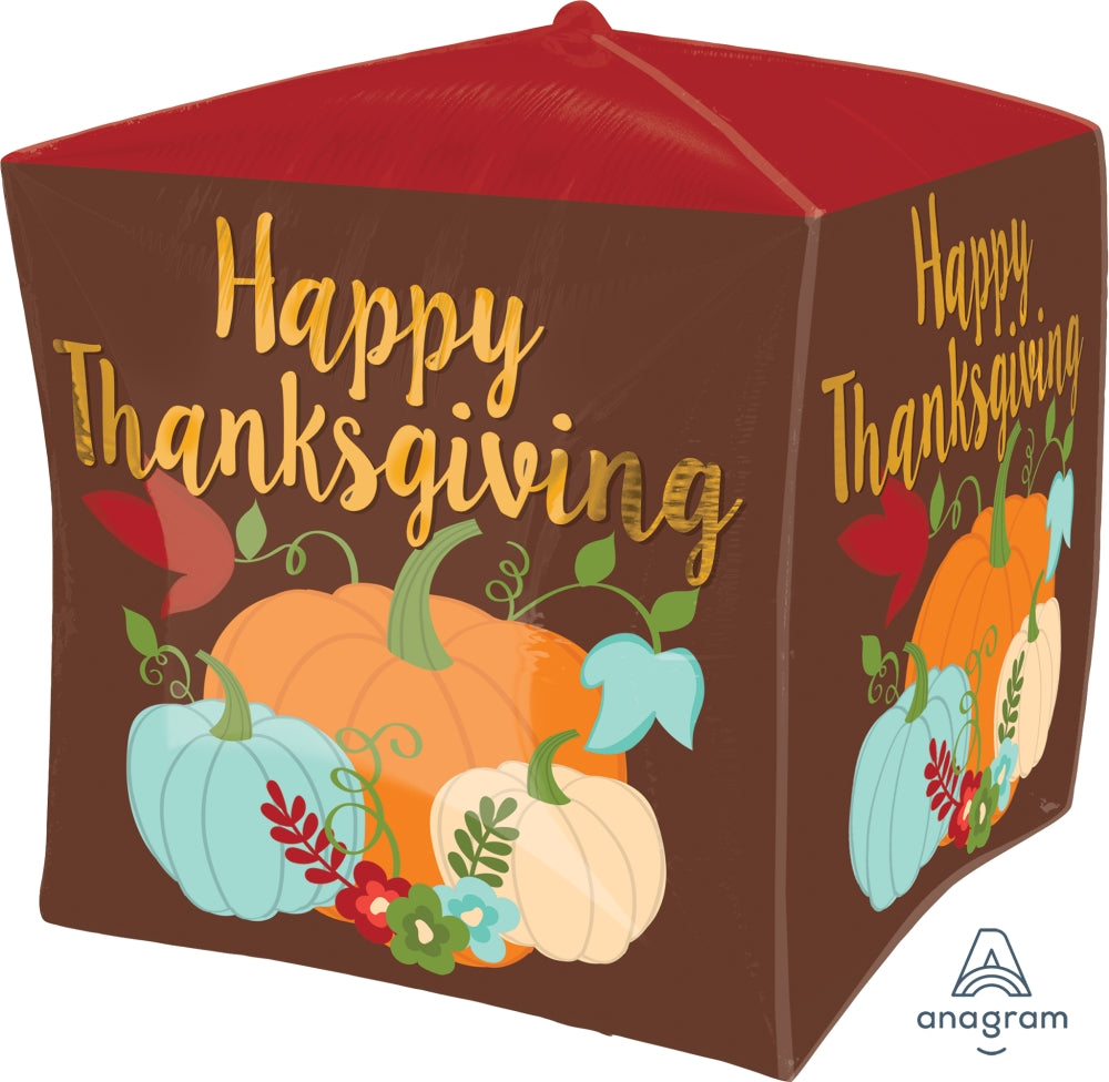Thanksgiving Pumpkin Cube Foil Balloon