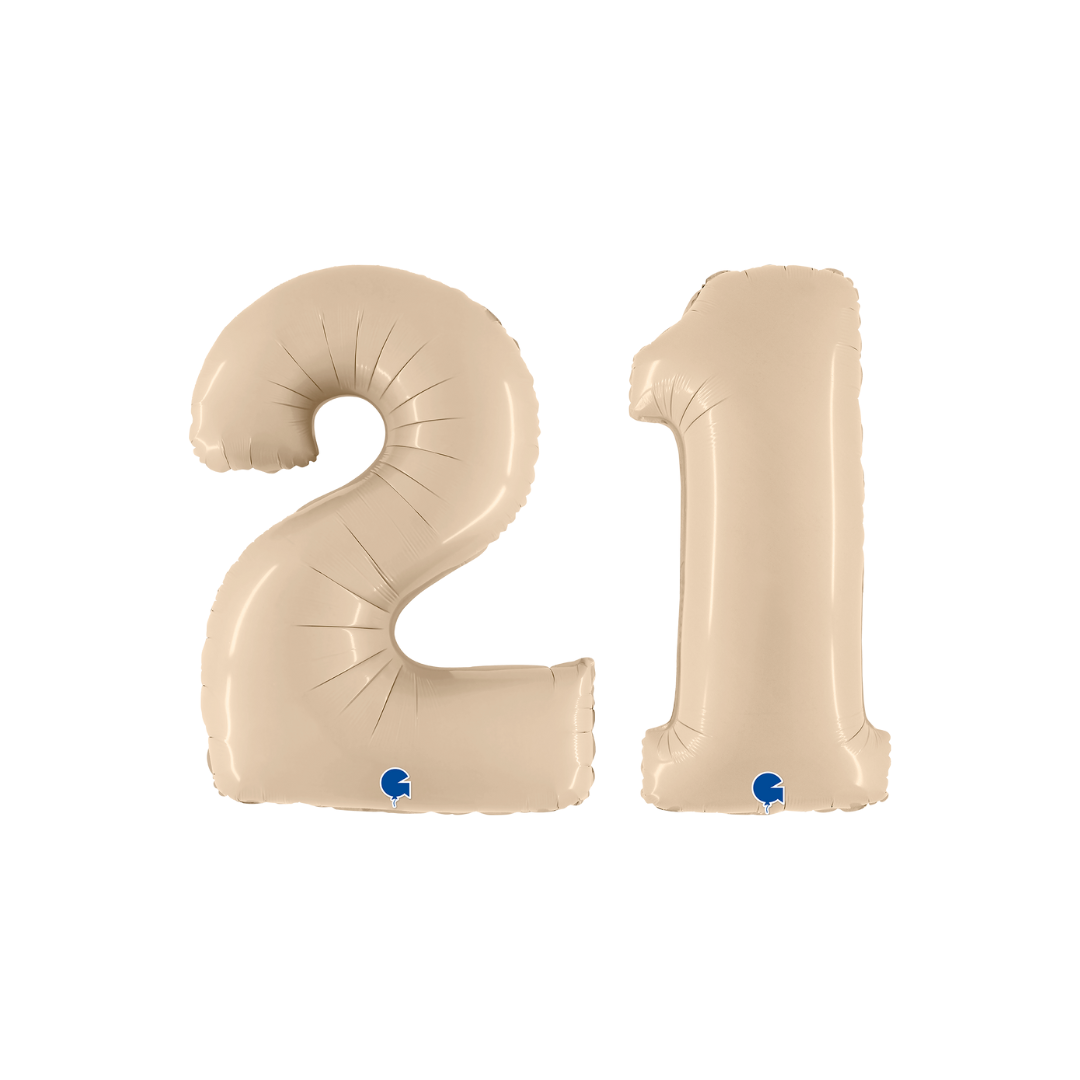 Number 21 Satin Cream Foil Balloon