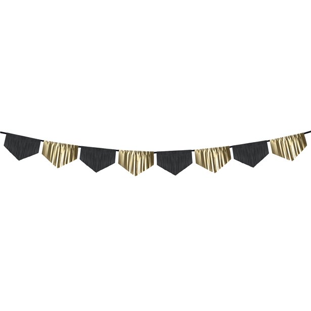 Black &amp; Gold Scalloped Fringe Garland