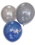 Double Layered Blue & Silver Iridescent Confetti Balloons