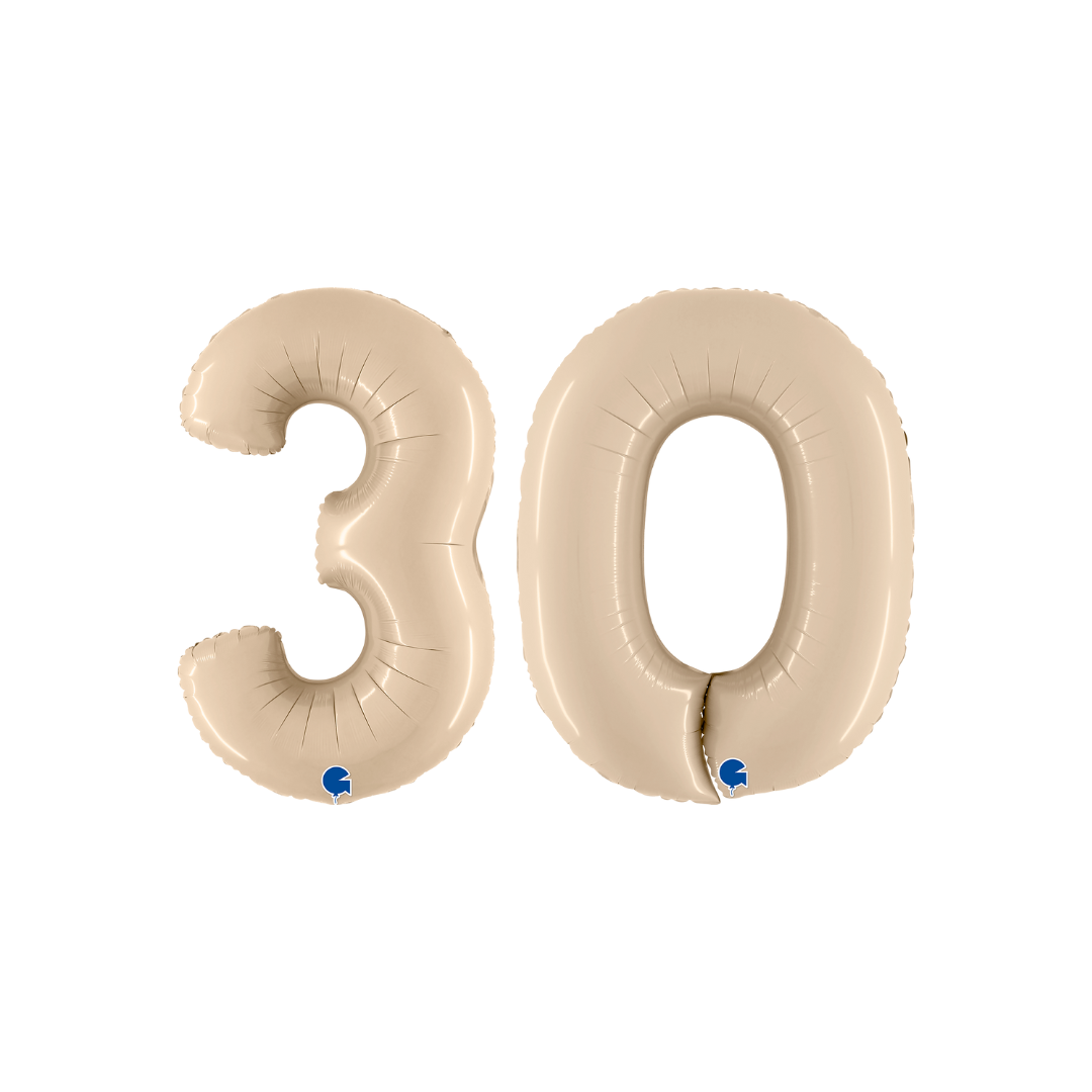 Number 30 Satin Cream Foil Balloon