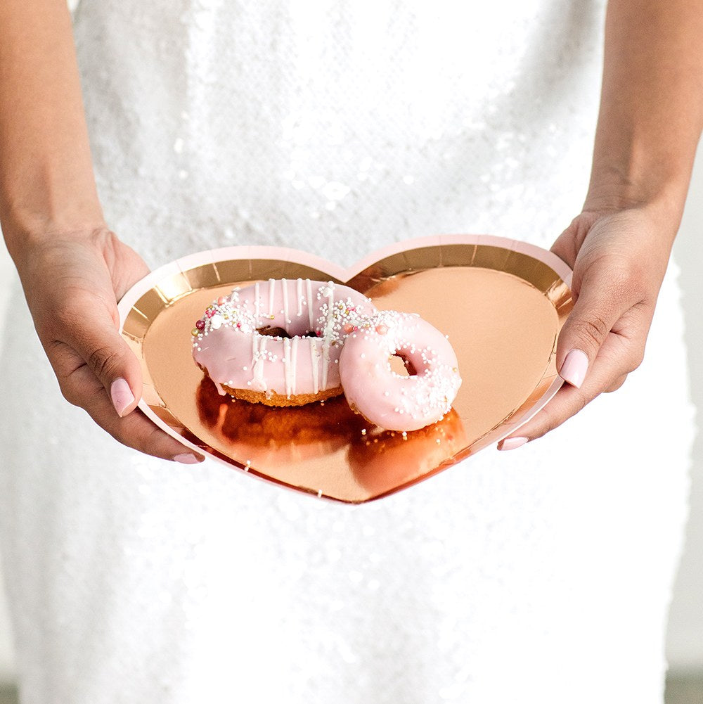 Rose Gold Heart Paper Plates 