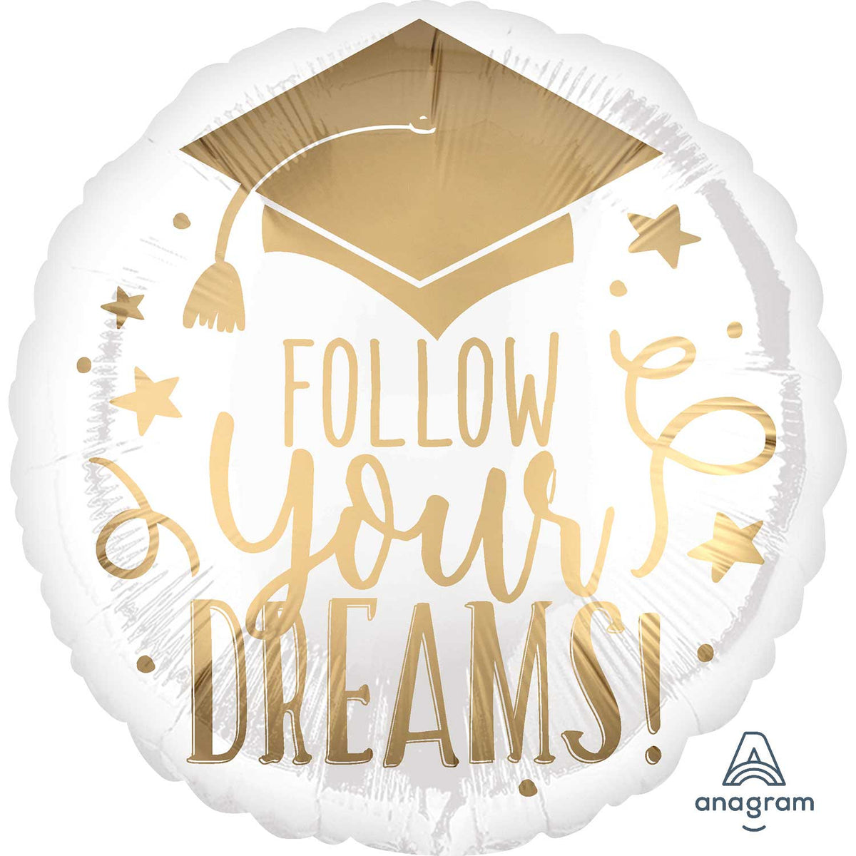 Follow Your Dream White &amp; Gold Balloon 