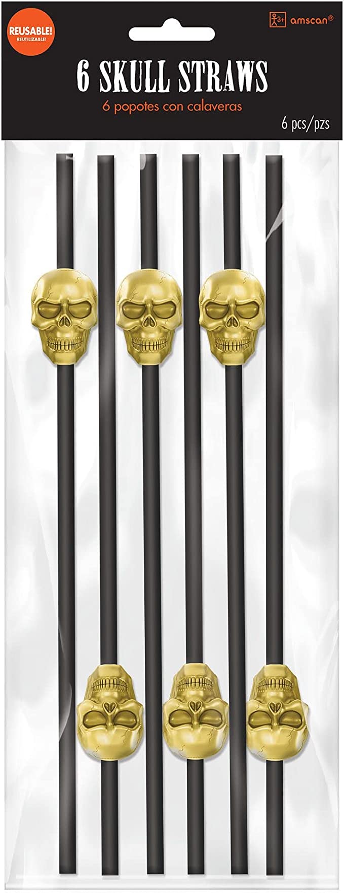 Reusable Skull Plastic Straws 