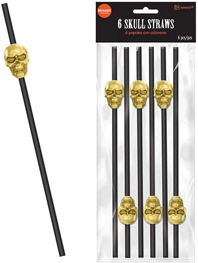 Reusable Skull Plastic Straws 