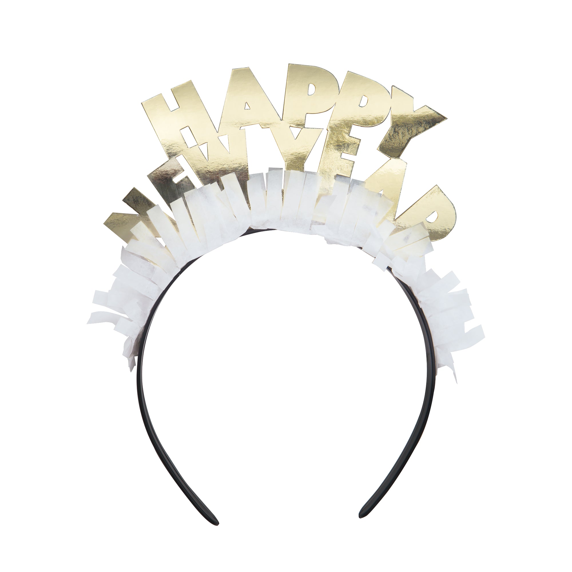 Gold & Silver Happy New Year Headbands with Fringe