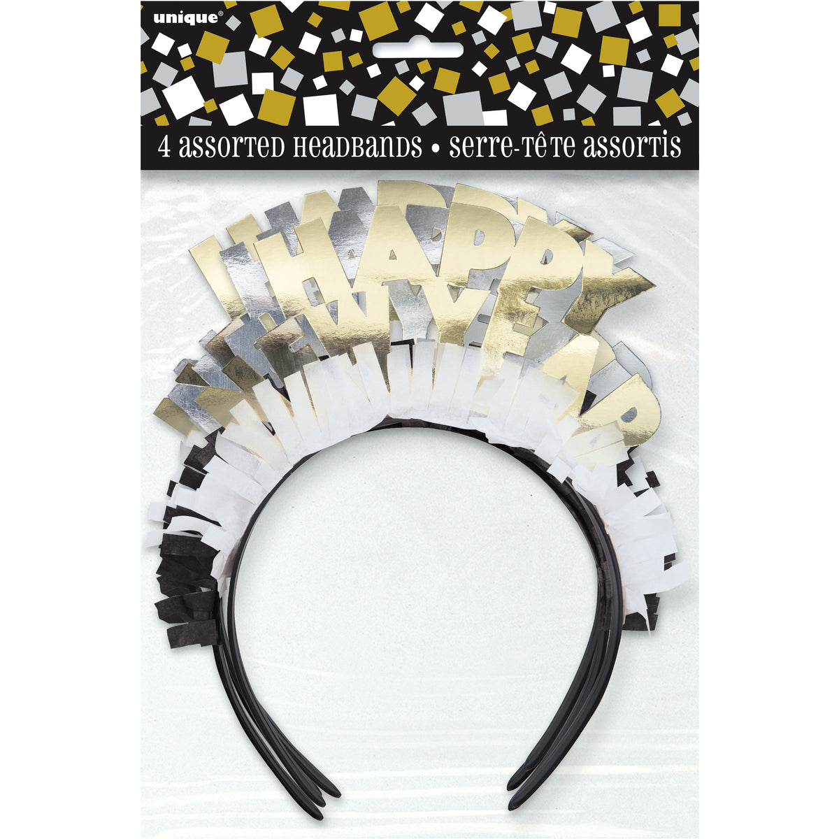 Gold &amp; Silver Happy New Year Headbands with Fringe