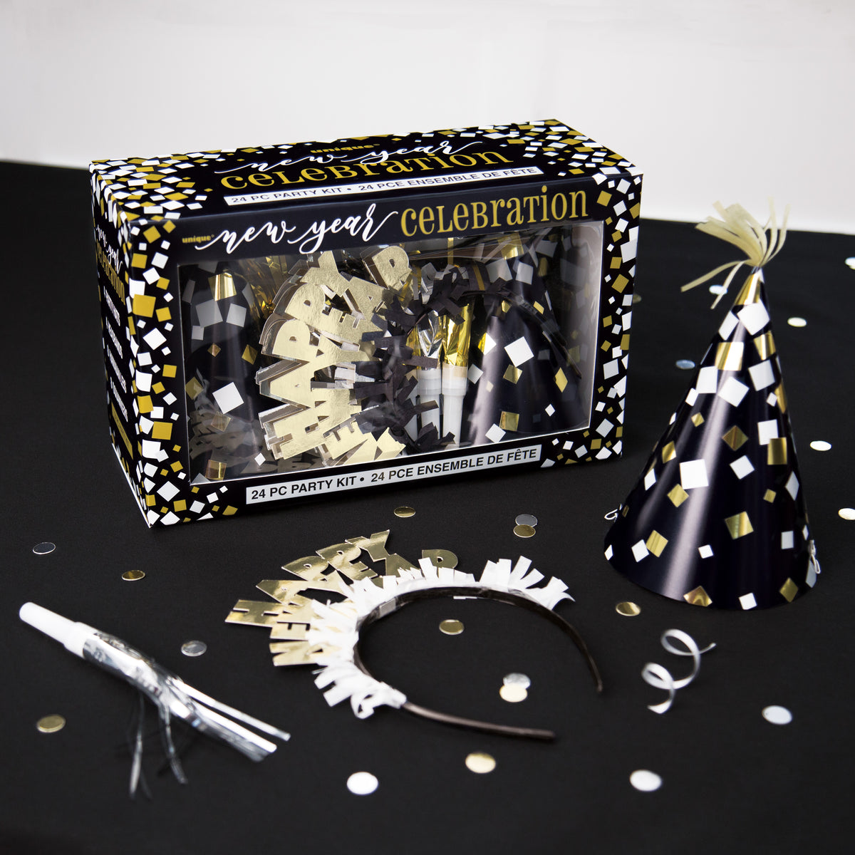 New Year Gold &amp; Silver Party Kit for 8