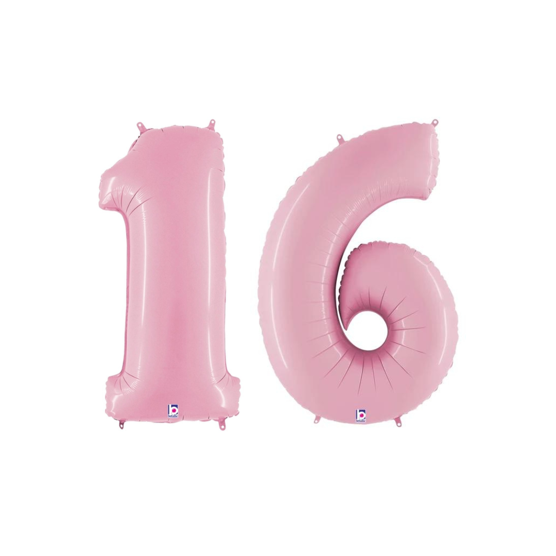 Number 16 Pastel Pink Foil Balloon 