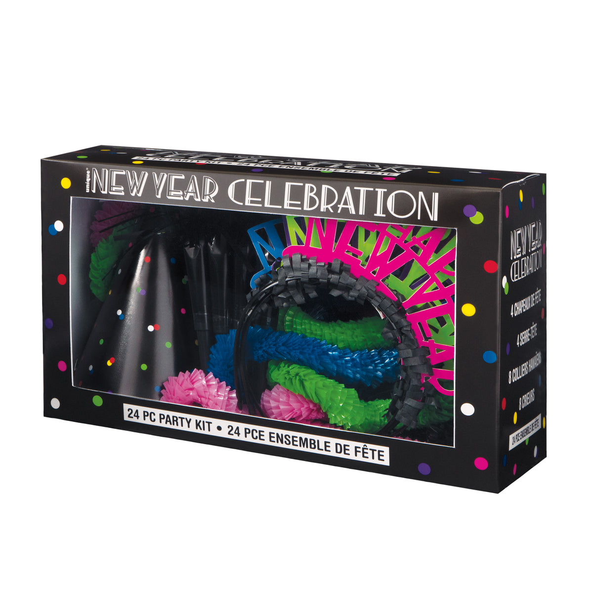 Neon Dots New Year&#39;s Party Kit for 8 
