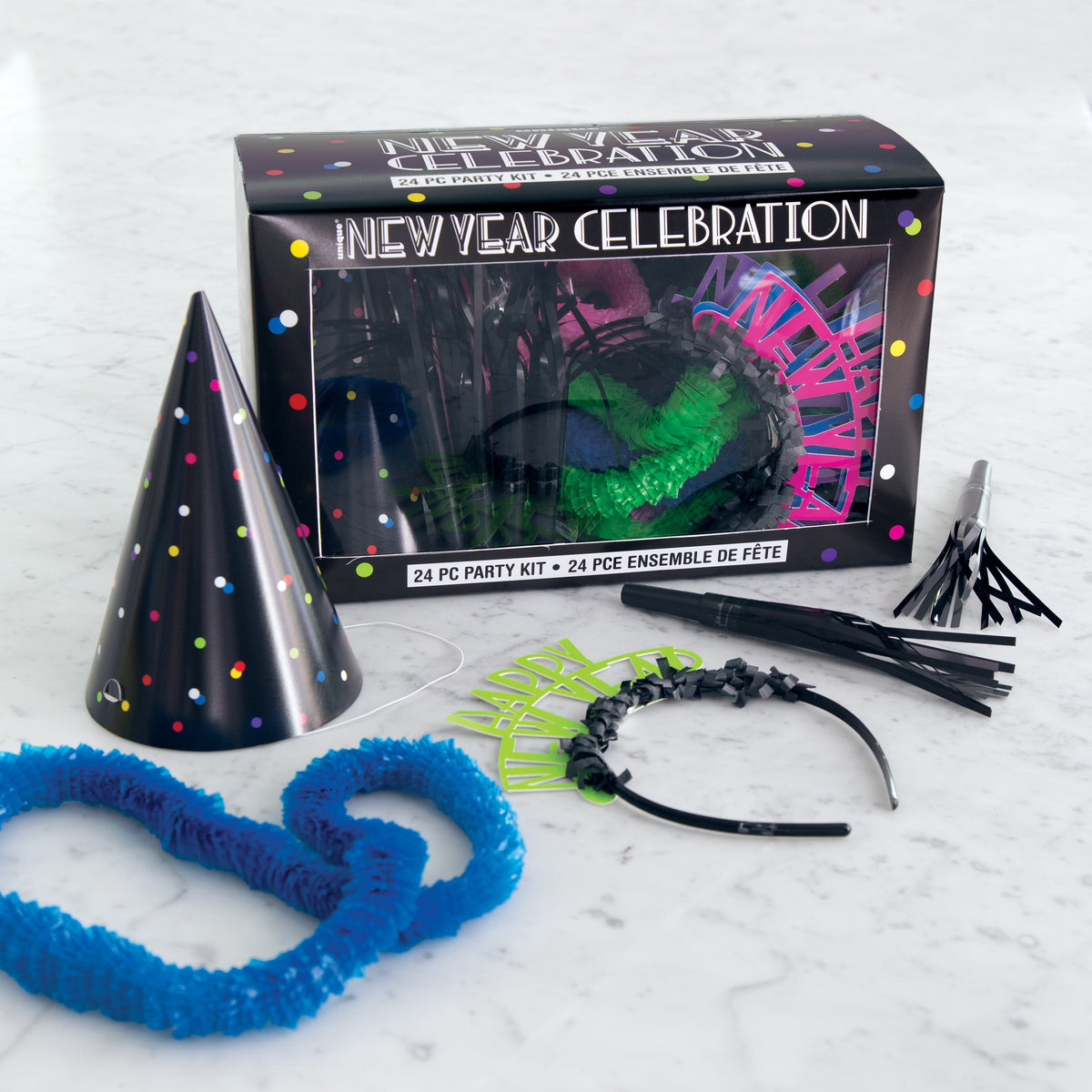 Neon Dots New Year&#39;s Party Kit for 8 
