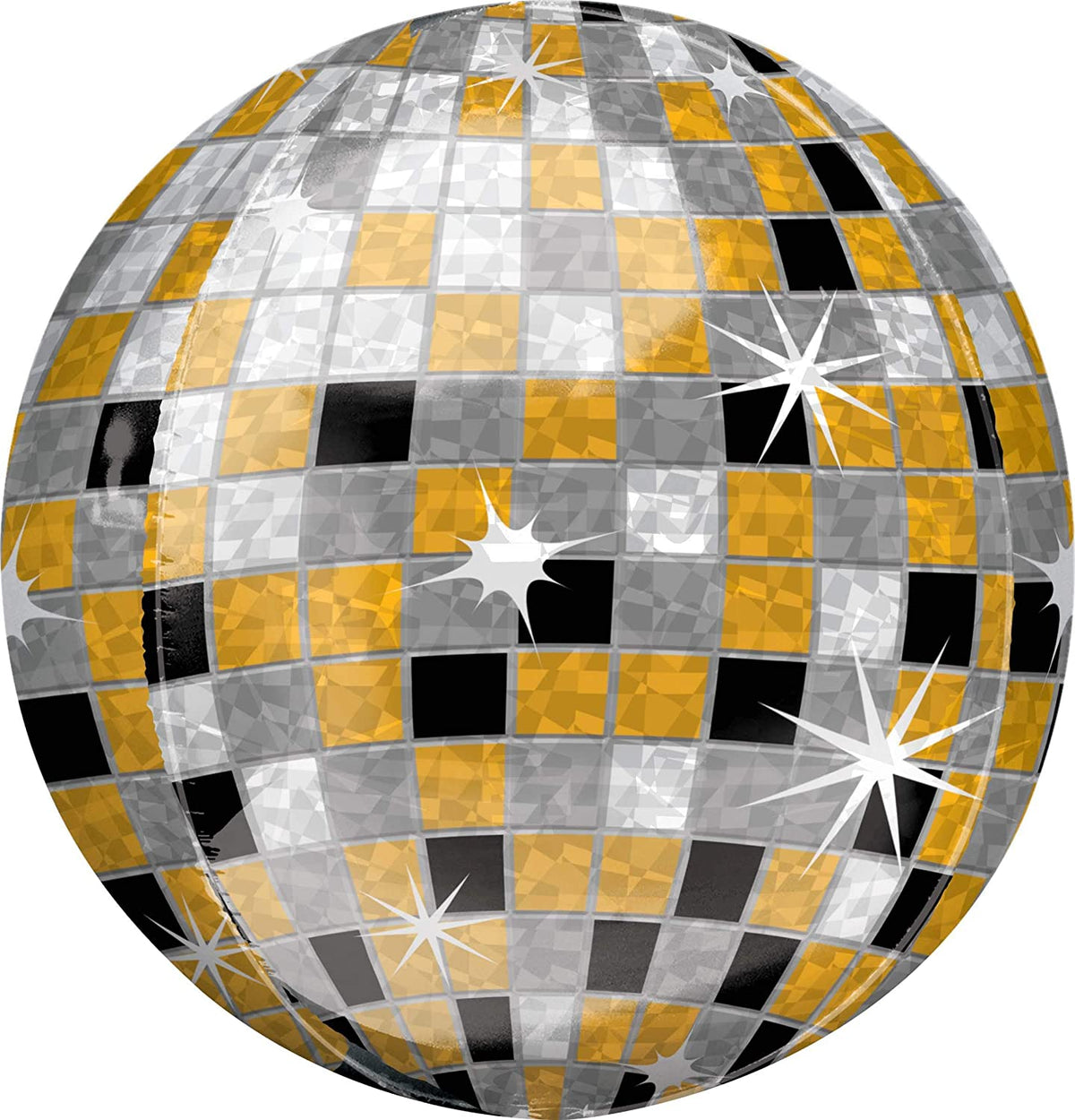 Gold, Silver &amp; Black Orbz Disco Ball Balloon