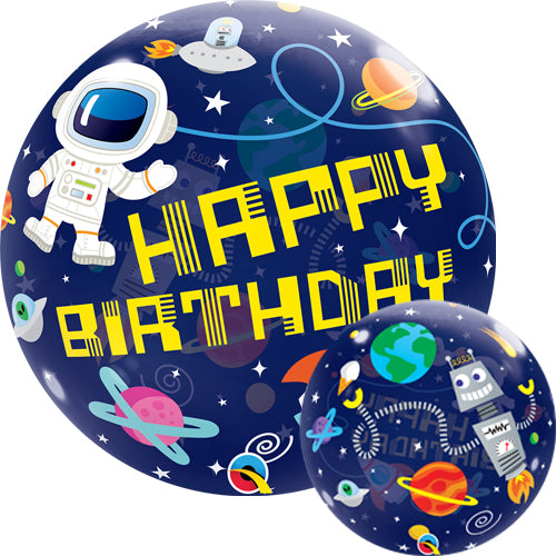 Outer Space Happy Birthday Bubble Balloon