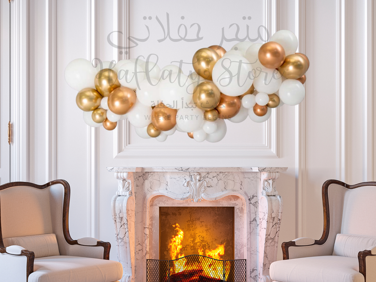 White &amp; Chrome Gold Balloon Garland