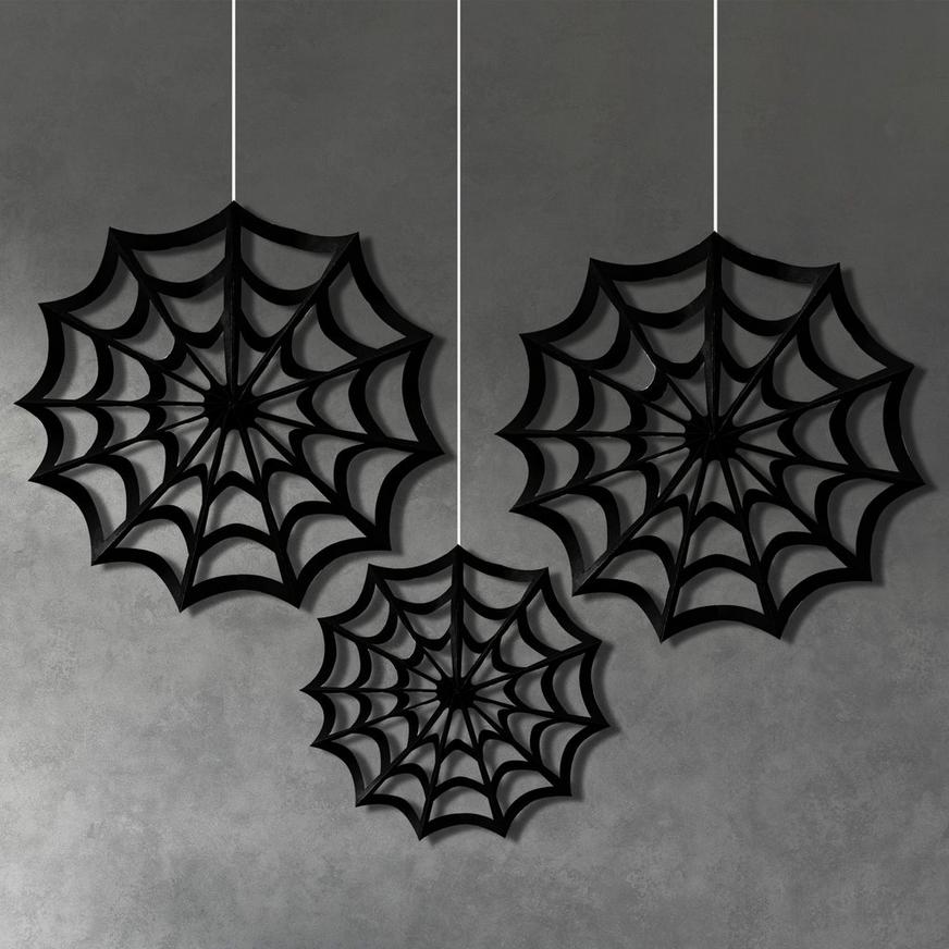 Classic Black &amp; White Spiderweb Fan Decoration 